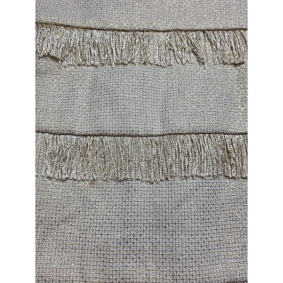 Sunday In Brooklyn Womens Med Metallic Gold Fringe Tank Top boho Tan Sleeveless - Picture 3 of 12